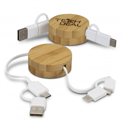 Bamboo Retractable Charging Cable