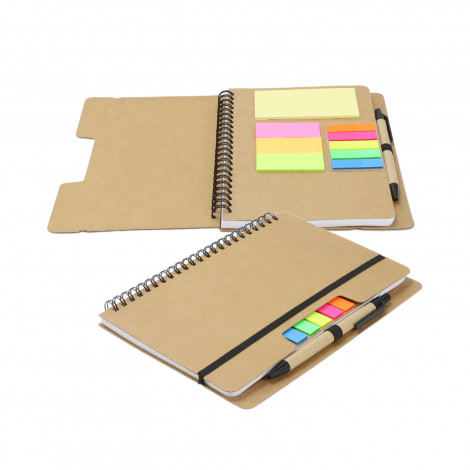 Kraft Notebook with Notes and Flags