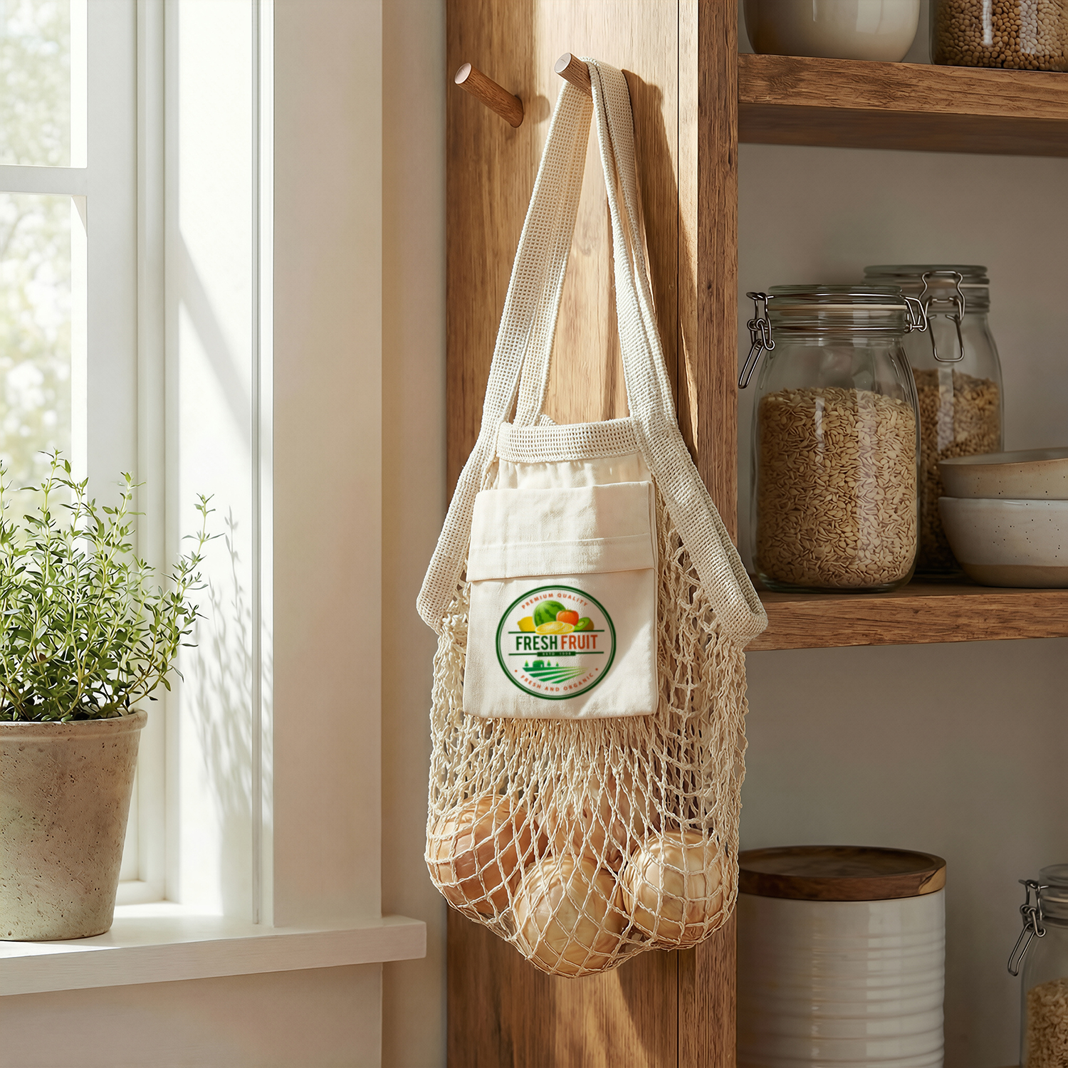 image of product Cotton Mesh Foldaway Tote Bag - Small Feature